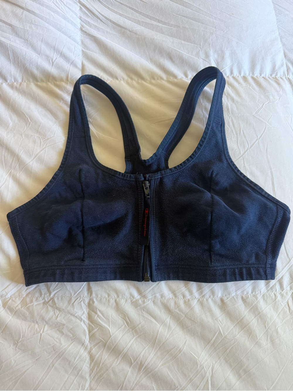 Champion Vintage Front-Zip Navy Sports Bra
